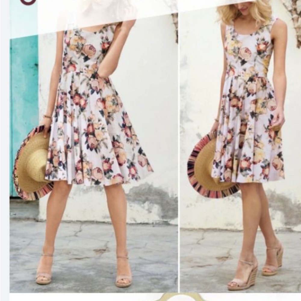 Peruvian Connection Floral Kids Dress - Cream and Pink